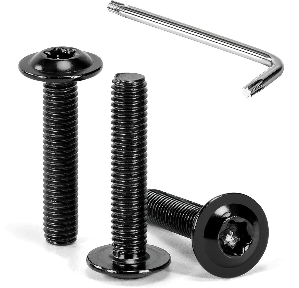 Torx zwarte koepelkopschroeven met flens M5 x 25 mm Zeskantkopschroeven Bouten van roestvrij staal A2 V2A T25 knopgroepen Volledige schroefdraad 30 stuks