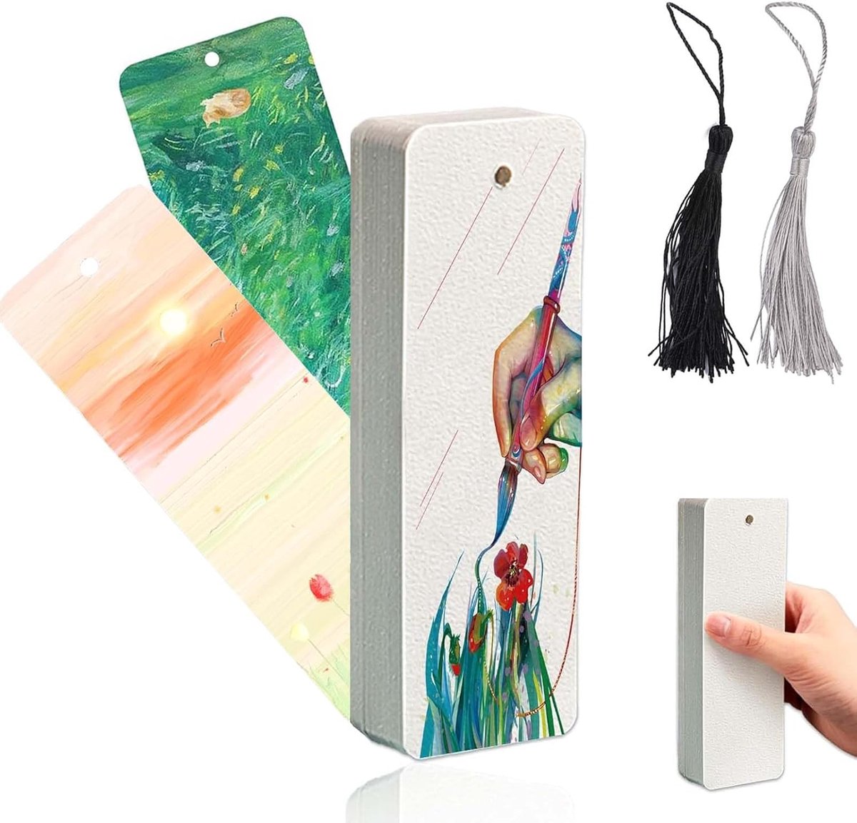 Aquarelpapier 300 g katoen - 50 vellen & 50 stuks hangers met kwasten - papierblok voor aquarelschilderen
