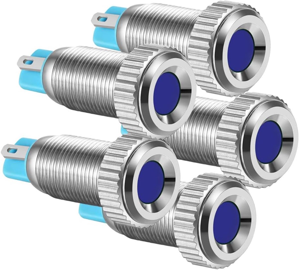 5pcs 8mm AC/DC 12-24V Vernikkeld Koper Waterdichte LED Indicator Licht Metal Shell Pilot Custom Dash Signaal Lamp Concave Kop(Blauw)
