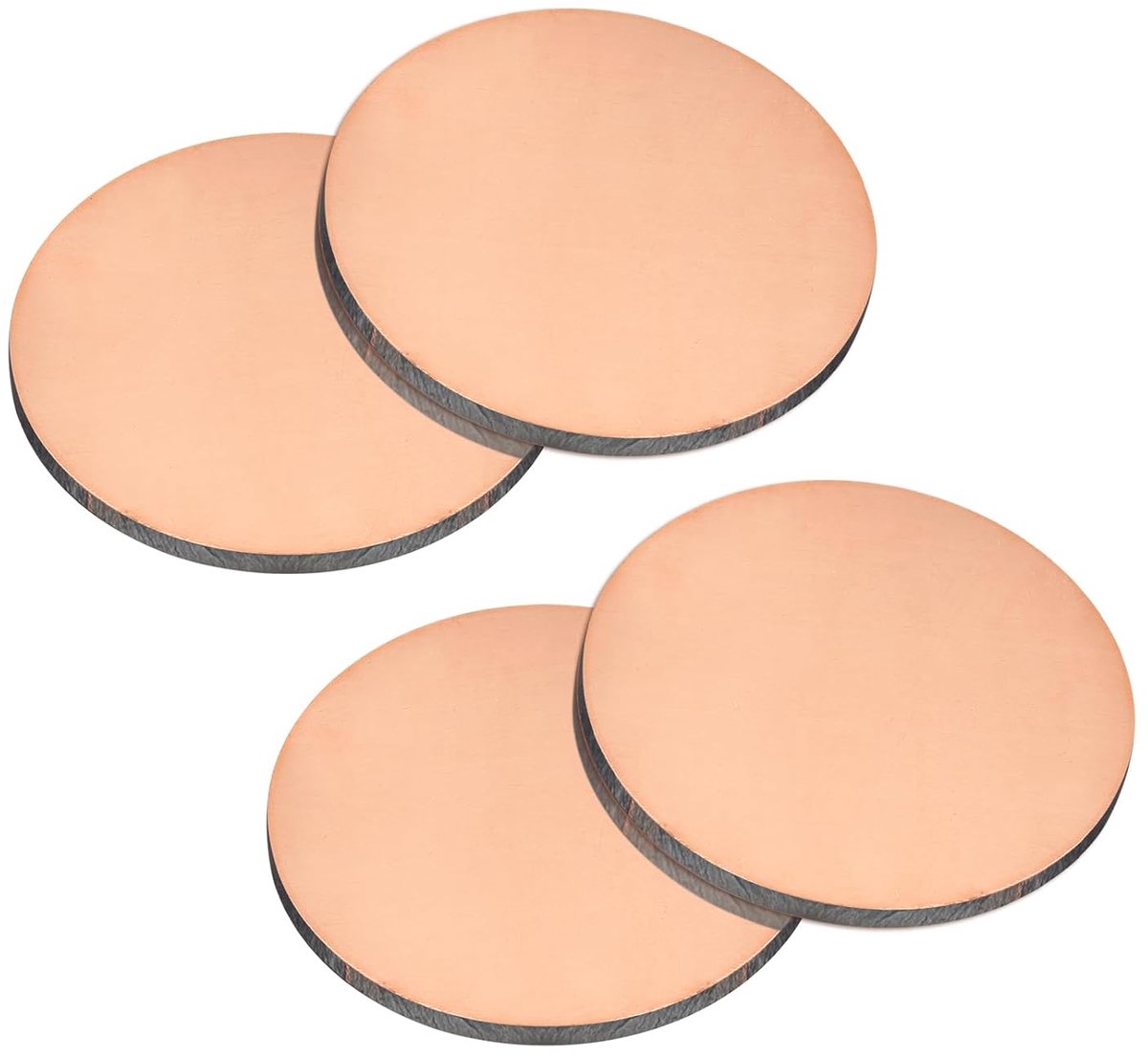 Puur koperplaat, 4 stuks, 5,1 x 0,3 cm (9) ronde koperen metalen plaat T2 voor handwerk, elektrische reparaties