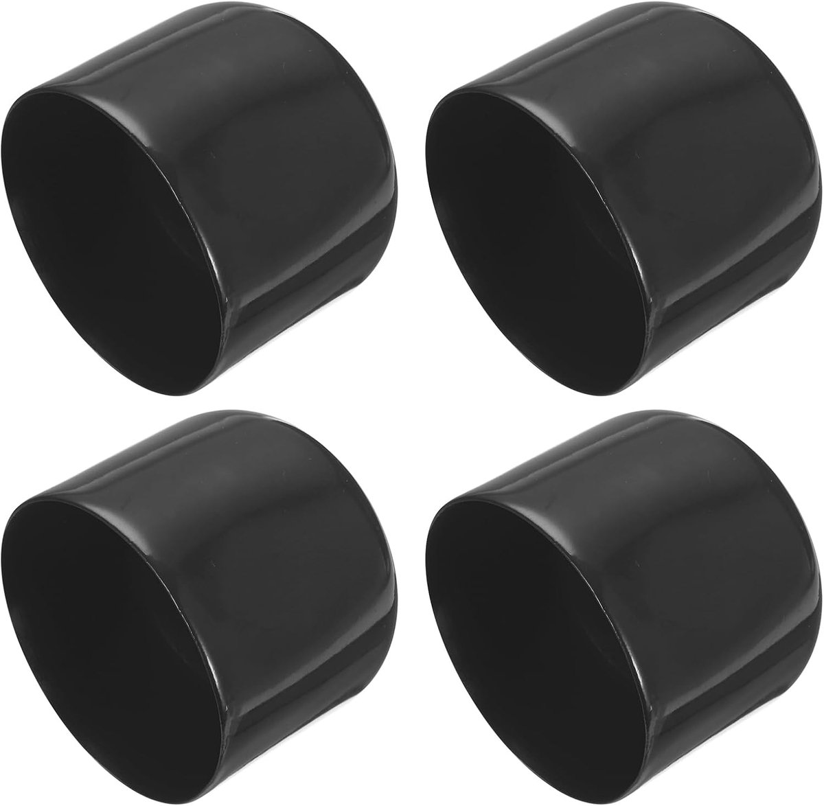 60 mm vinyl rubberen eindkappen, verpakking van 4 flexibele boutschroefafdekkappen ronde draadbeschermkappen voor metalen buisstangbouten, zwart