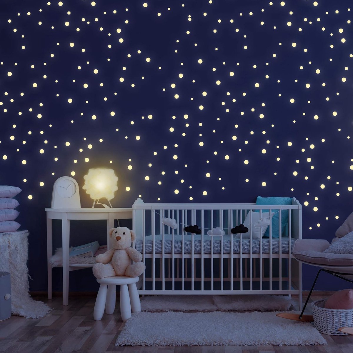 Sterrenhemel, 400 lichtgevende sterren, zelfklevend, met sterke helderheid, fluorescerende lichtgevende sterren, muursticker & wanddecoratiestickers, voor baby, kinder- of slaapkamer, lichtpuntjes