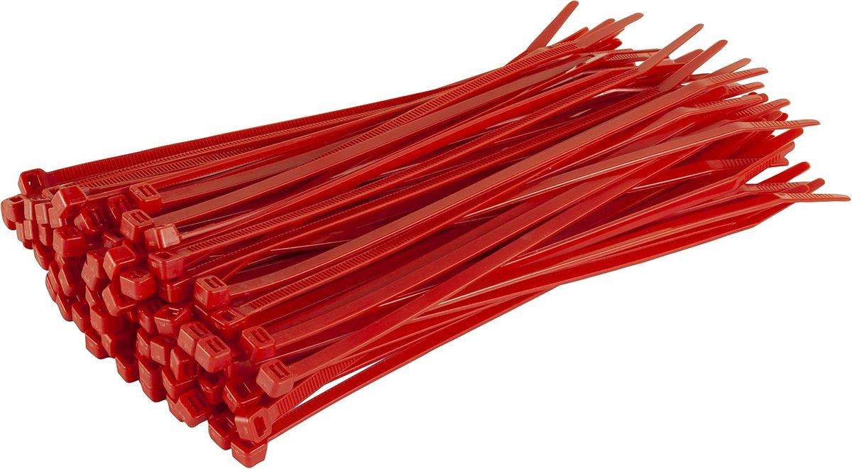 Kabelbinders Rood - 100 stuks - 200 mm x 4,8 mm - UV-bestendige set