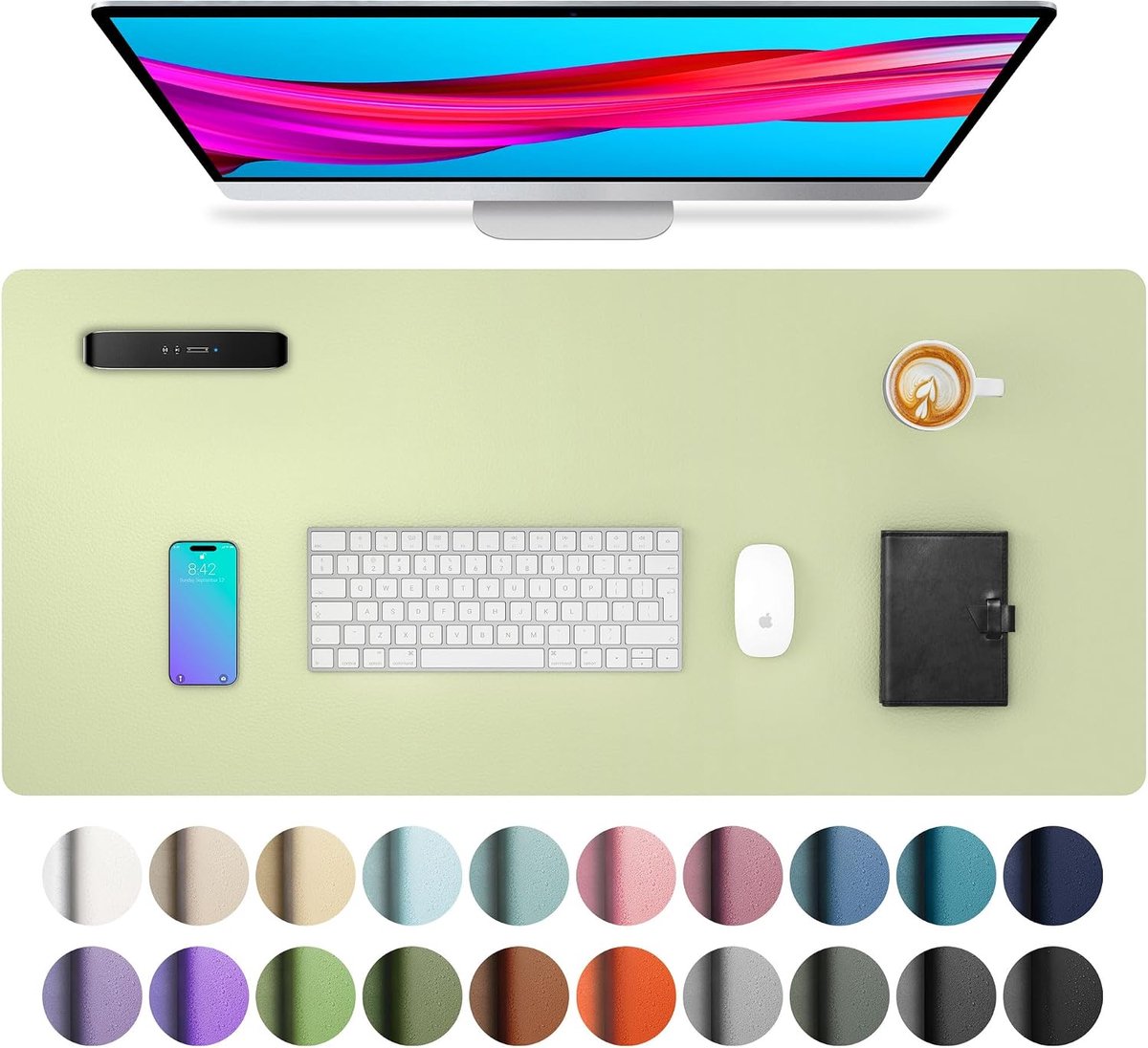 PU-lederen bureaublotter, muismat en laptopbureauonderlegger (80 cm x 40 cm) - antislip, waterdicht voor kantoor en thuis