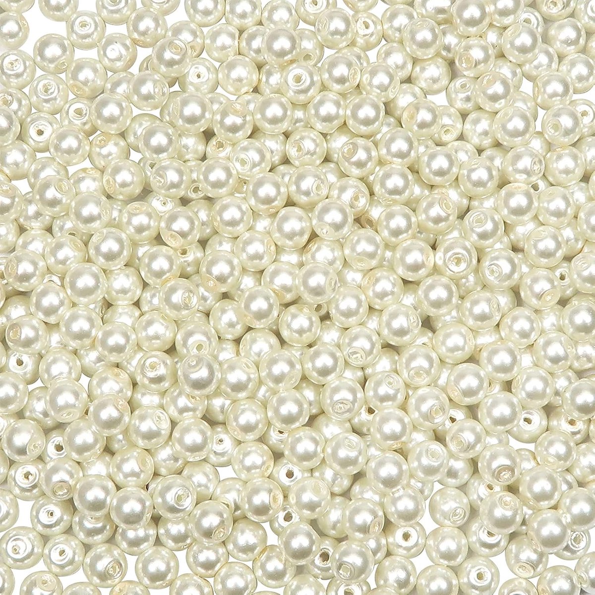 500 stuks, 6 mm, beige, ronde glazen kralen met naalden, eenvoudig inrijgen, voor tafeldecoratie bruiloft en feestaccessoires, vaasvulling