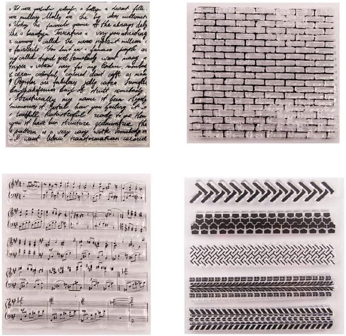 Thuis 4 Stk/set Sentiment Muziek Note Baksteen Lijn Kant Achtergrond Rubber Clear Stempel voor Card Maken Decoratie en Scrapbooking