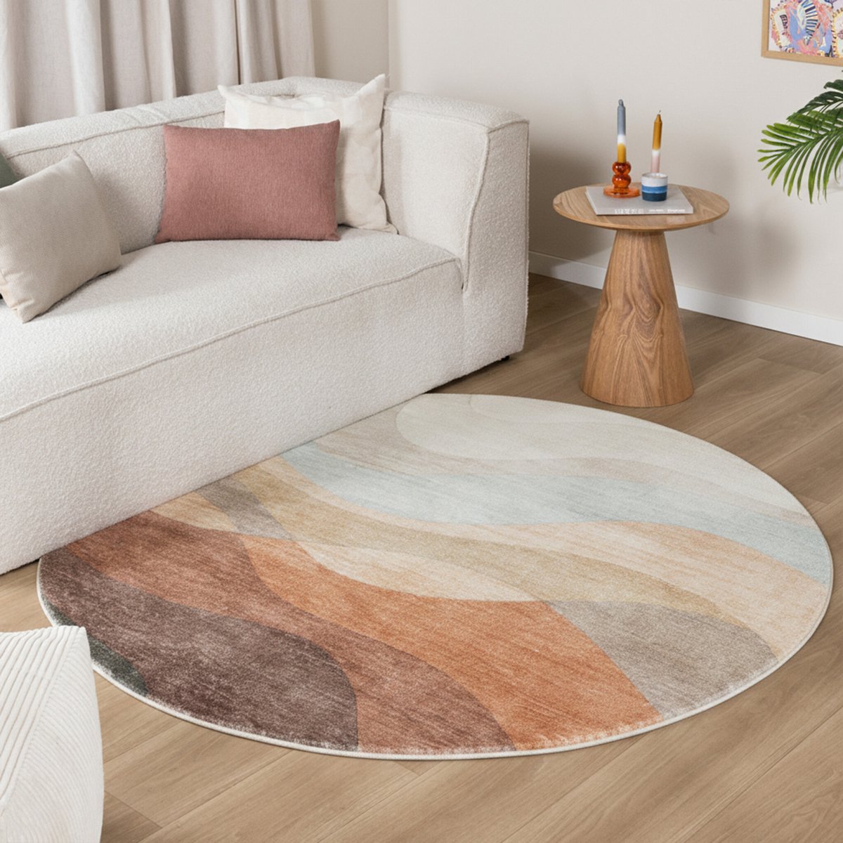 FRAAI Rond modern vloerkleed - Field Terracotta Rood - Ø 200cm