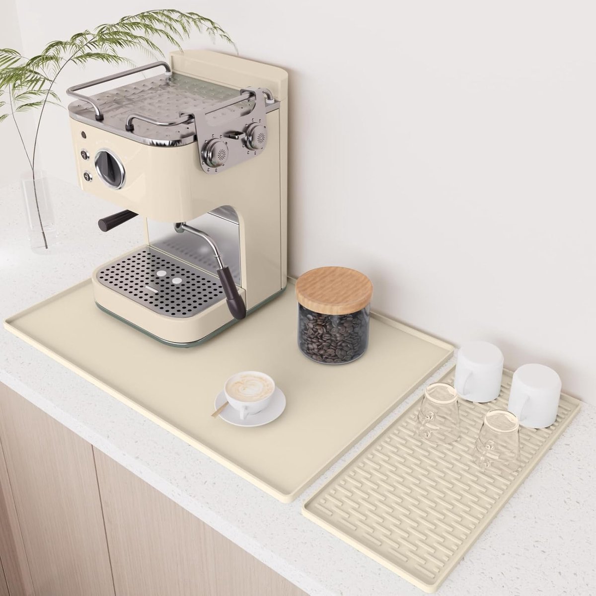 SnelShoppen - Grote Koffiemachine Siliconen Mat Waterdicht met Afneembare Schotelmat, Antislip Opstaande Randen, 40 x 60 Vouwbare Koffiemat voor Aanre