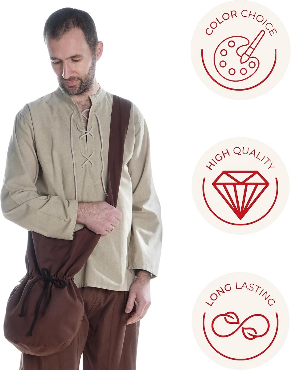 schoudertas katoen/linnen look middeleeuwse kleding