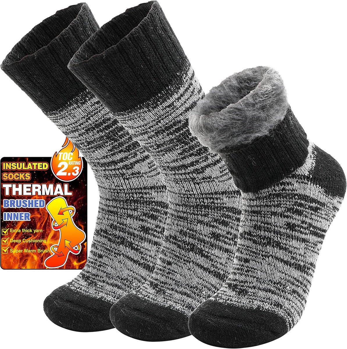 Thermosokken voor Dames en Heren 3 Paar Warme Wintersokken Dikke Kuschelsokken Ademend Skisokken Werk Sokken