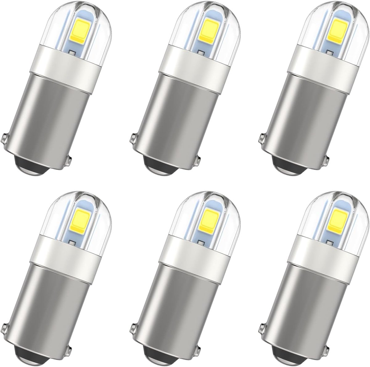 6 stuks Ba9s LED-lamp, T11 1891 53 57 T4W, 6000K wit 47830 64111 3893 LED Auto Interieur Lamp Dome Kaart Kentekenplaat Handschoenenkast Licht