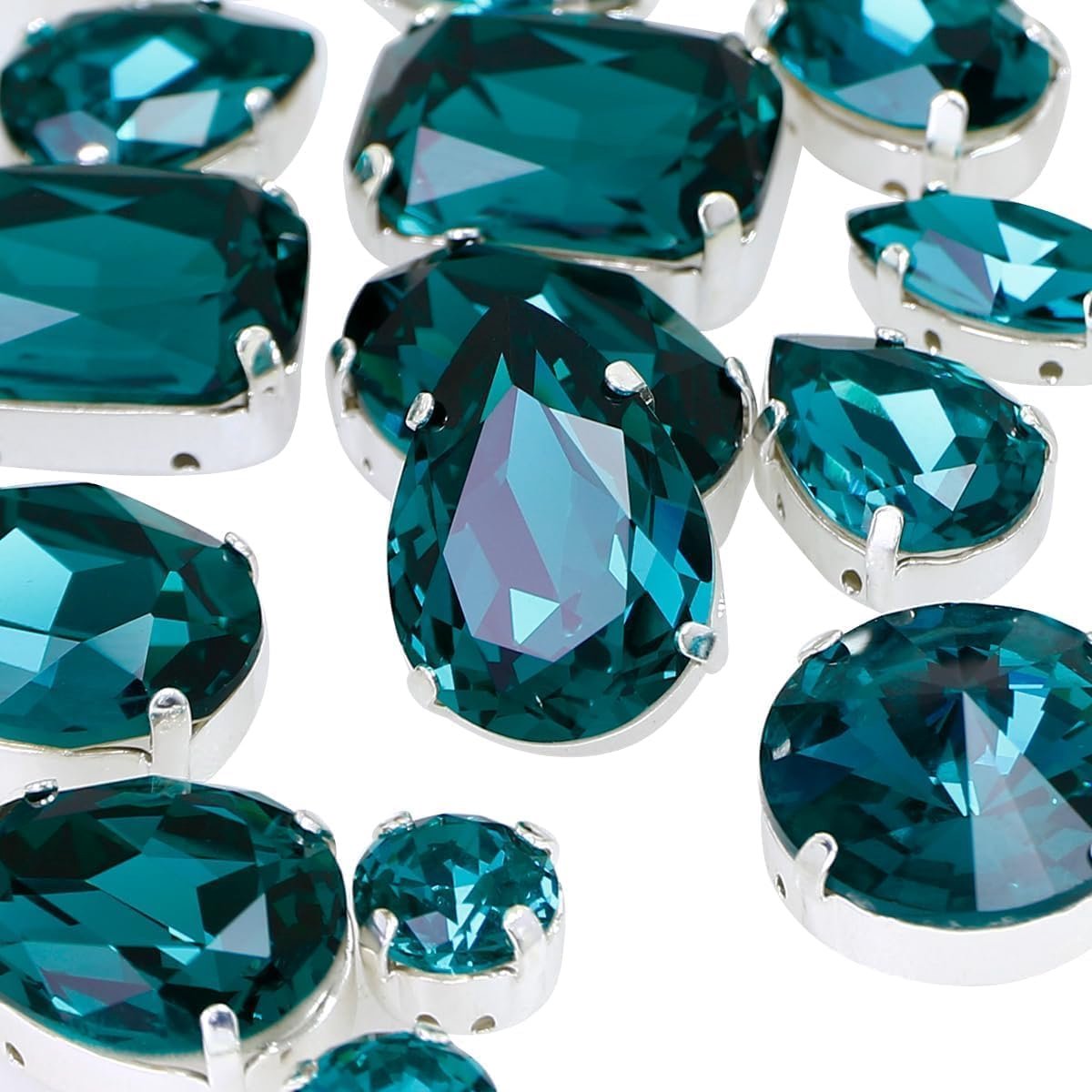 82 Stuks Strass-Steentjes Om Op Te Naaien Met Zilveren Klauwzetting - Glas Naaistenen Voor Doe-Het-Zelf Handwerk, Sieraden Maken, Kleding, Hoed, Bruiloft Jurk