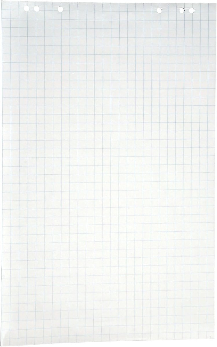 Flipchart-papierblok, formaat 650 x 1000 mm, VE 5 stuks à ca. 20 vellen.