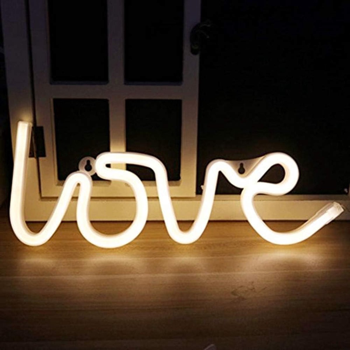 Led-neonborden met nachtliefde-verlichting, decoratieve verlichting voor kinderen, wand-/kamerdecoratie, verjaardagsfeest, Kerstmis, decoratie (warmwit)