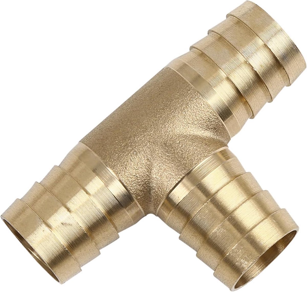 sourcing map 3-weg T-connector brandstof luchtwater gasolie 4 mm slangtuit messing 19mm Gold Tone