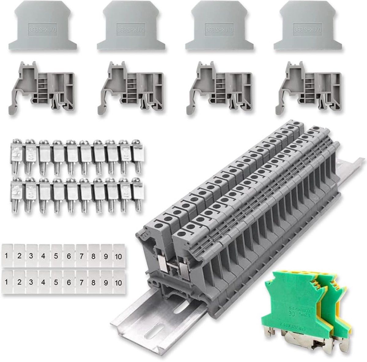 Klemblok, UK 2,5 Rail-Aansluitblokken Universele Verdeling Klemblok met Klemset voor DIY Productieautomatisering Circuitconversie