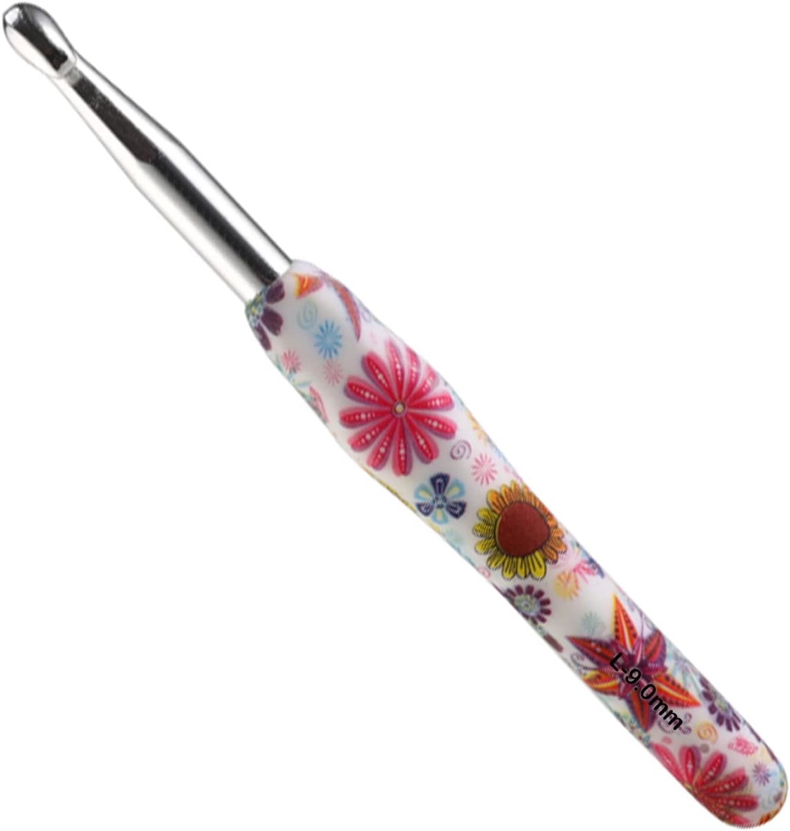 Haaknaald 9,0 mm UK Size, Starter Haaknaalden, Massief metalen haaknaalden voor beginners, lichtgewicht ergonomische rubberen grip haaknaalden voor artritische handen, zachte grip