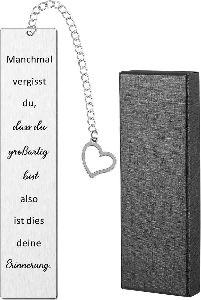 boekenlegger met zwarte geschenkdoos, inspirerende bladwijzer, bedankje, boekenlegger met hartvormige hanger, moedermaker, cadeau voor boekenliefhebbers, vrouwen, mannen, collega's