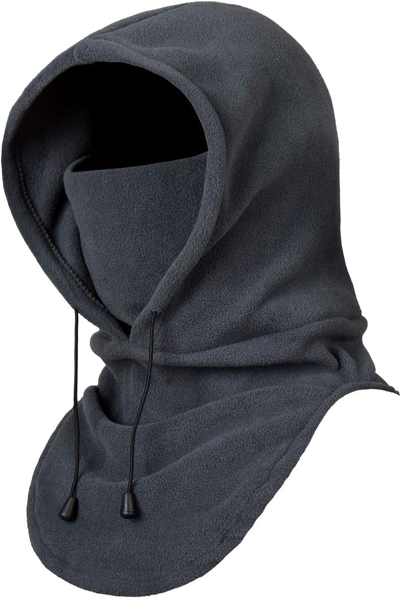 Bivakmuts gezichtsmasker, winddicht, volgelaatsmasker, verstelbaar skimasker, motor- en fietsmasker, warme bivakmuts voor wintersport en outdoor, uniseks en universele maat, grijs