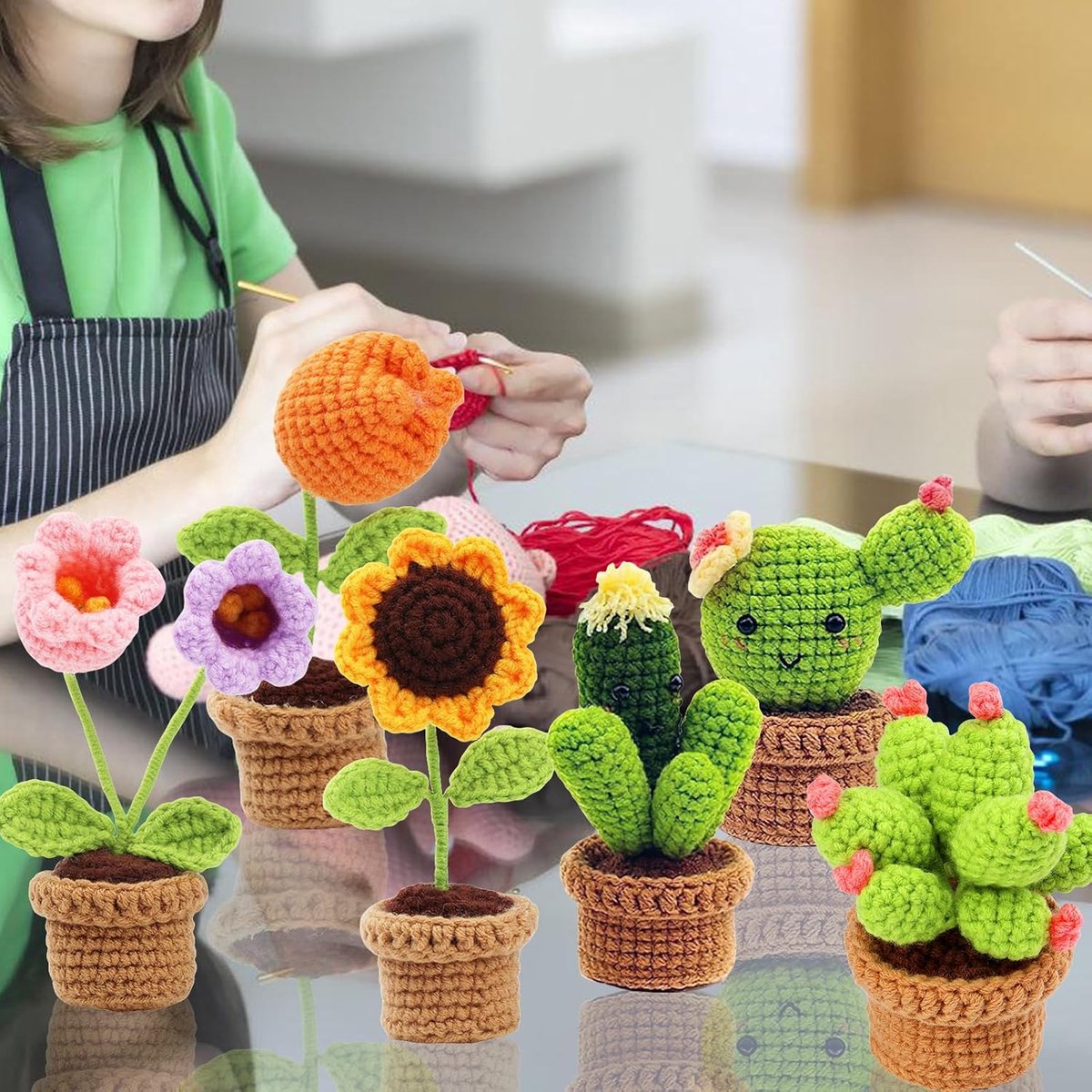 Haaknaaldenset voor beginners, 9-delig, compleet met garen, handleiding en video-tutorial – cadeau om zelf te maken