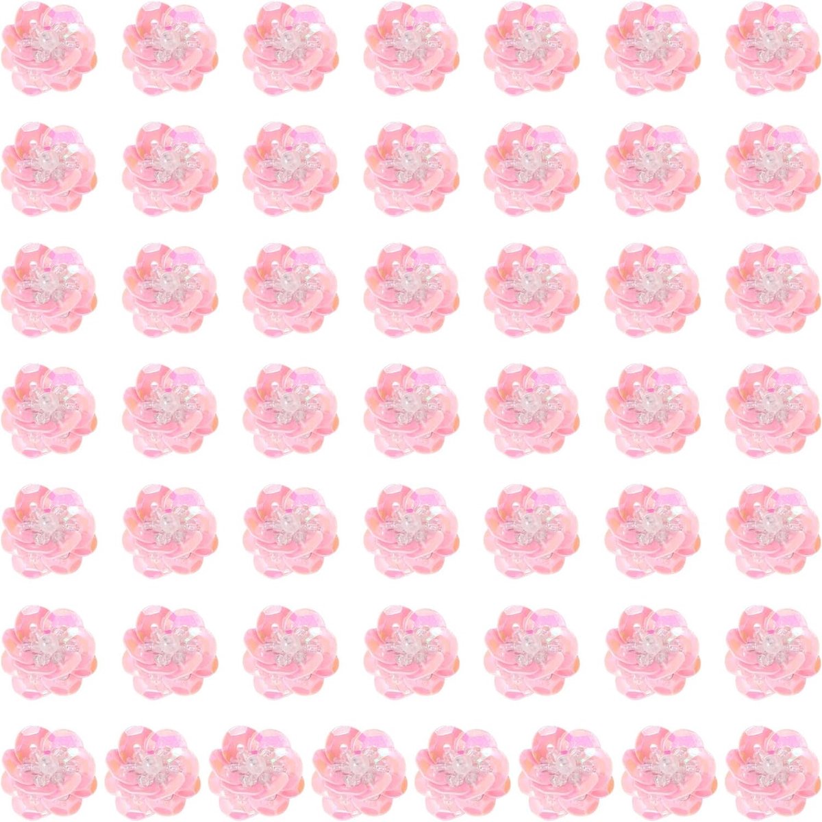 100 stuks pailletten bloemen patches 0,8"/2cm applicatie roze | Bloemen met kristallen parels, om op stof te naaien, voor kleding, schoenen, tassen, accessoires