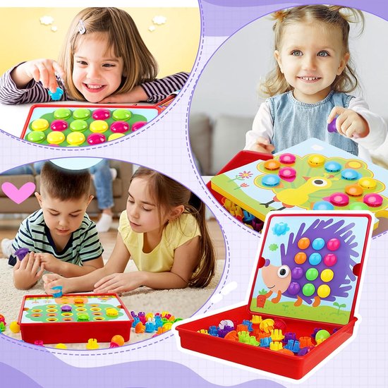 Kinder mozaïek knijperspel met 46 grote kralen en 12 kleurrijke kaarten Creatief educatief leerspeelgoed Voor knijpers vanaf 2 jaar(Egels) van Kinder — afbeelding 5