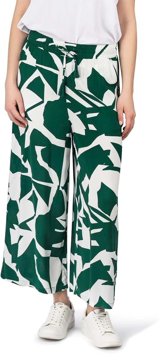 Palazzo Zomerbroek voor dames, losse pasvorm, DFKate wijde pijpen, lichte stoffen broek, enkellang, elastische taille, effen, patroon, 100% viscose, groen, wit, beige, zwart, S, M, L, XL, XXL