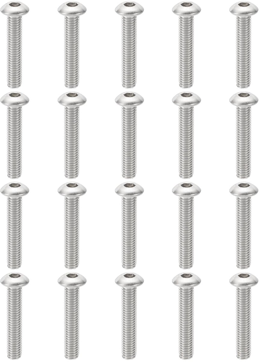 10-32 x 1" lenskopschroeven met binnenzeskant, 20 stuks 304 roestvrij staal 18-8 zeskantschroeven volledige schroefdraad fijne schroefdraad