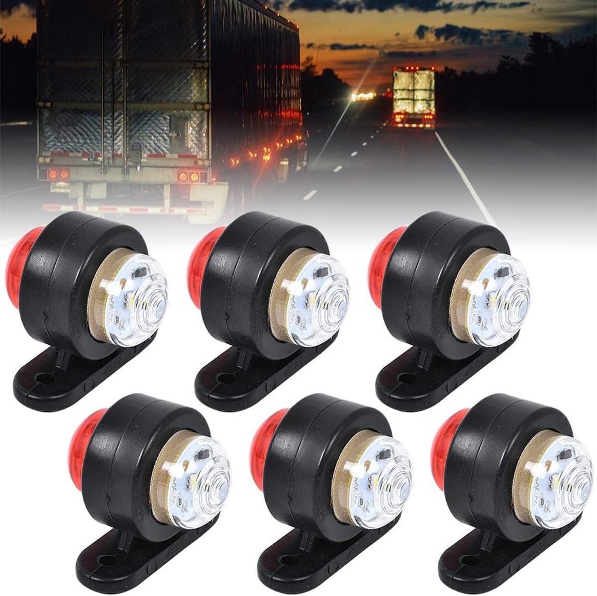 6 stuks LED markeringslichten, 12V 24V positielichten markering, mini markeringslichten, zijmarkeringslichten waterdicht voor 12V-24V, vrachtwagens, aanhangers, campers, boten