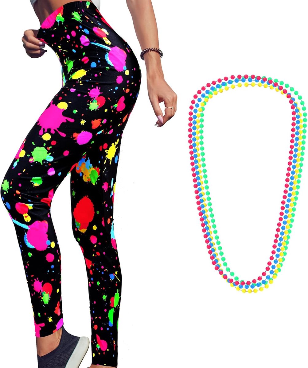 Leggings met 4 neon halskettingen