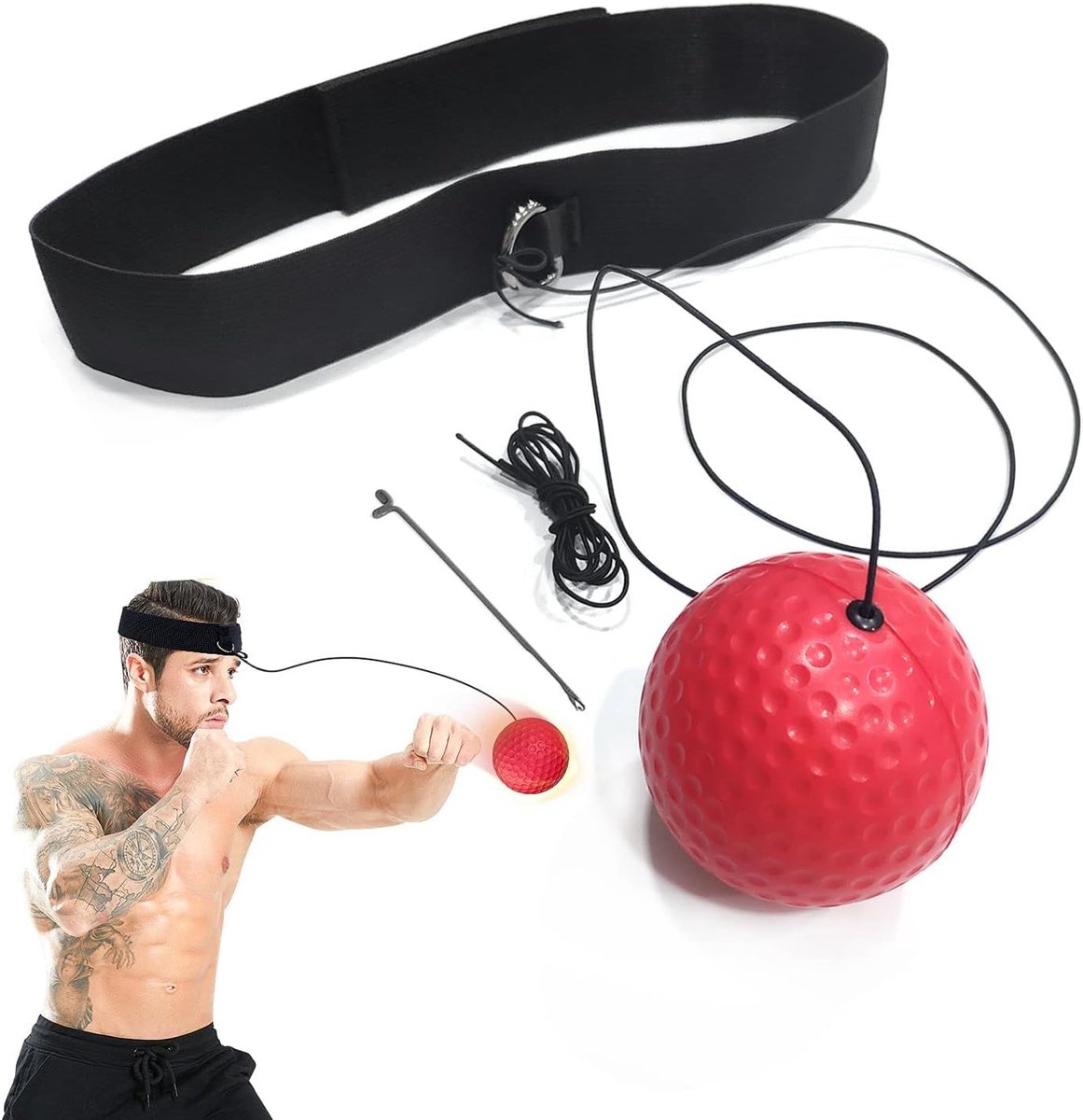 SnelShoppen - Verbeterde Boksen Reflex Bal met Verstelbare Hoofdband, Reactie Bal, Bungee Koord voor Bokstraining | MMA | Fitness | Responsiviteitstra