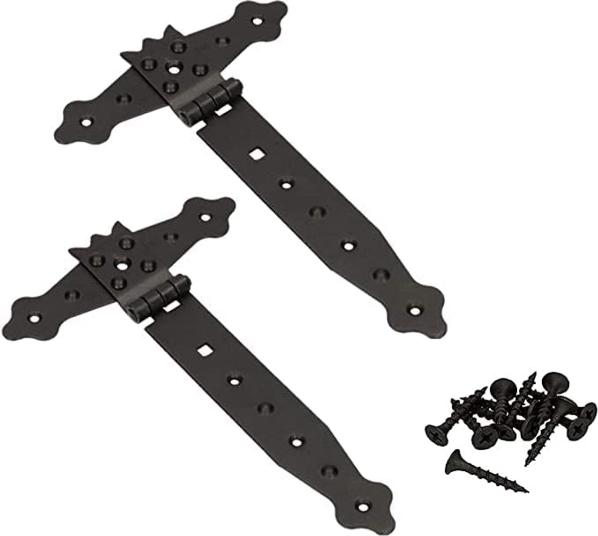 - Set van 2 kruishaken 200 mm voor deuren, T-scharnier, gepoedercoat