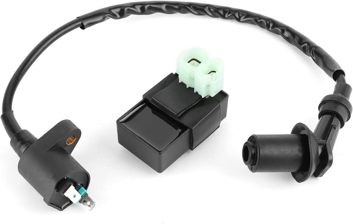 Bobine + Cdi Unit, Qiilu Bobine + CDI Unit Vervanging voor PIT PRO Quad Crossmotor ATV GY6 125cc 150cc 250cc Motor (Zwart)