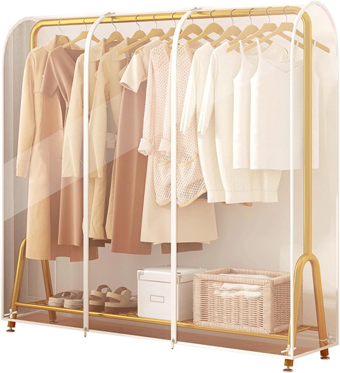 Beschermhoes voor kleding en afdekking van PEVA rek, 110x50x150 cm, transparante stofdichte afdekking