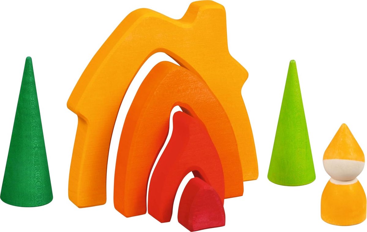 Haus: 14,6 x 2,2 x 13,9 cm, Holz, 7 Teile, per Set