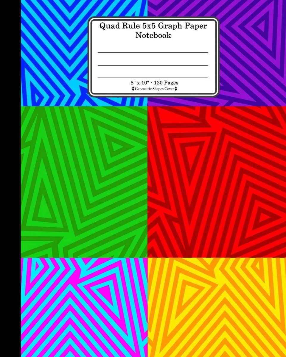 Rule 5x5 Graph Paper Notebook. 8" x 10". 120 Pages. Geometric Shapes Cover: Colorful Geometric Squares Triangles Pattern Cover. Square Grid ... paper. Geometric Shapes Book Cover.