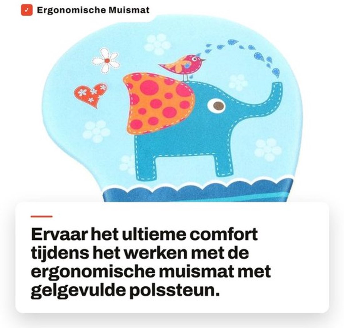 Polssteun Ergonomisch - Muismat XXL - Gel Gevuld - Antislip Onderkant - Cartoonmotief - Lichtgewicht