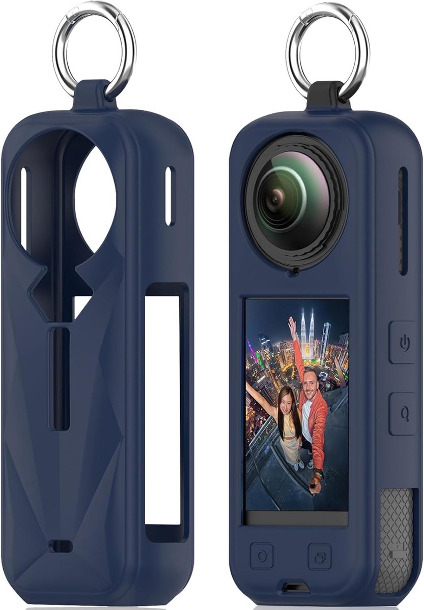 Midnight Blue siliconen beschermhoes voor Insta360 X5 schokbestendig, krasbestendig, gemakkelijke toegang tot knoppen en aansluitingen, middernachtblauw hoesje anti-kras [militaire bescherming