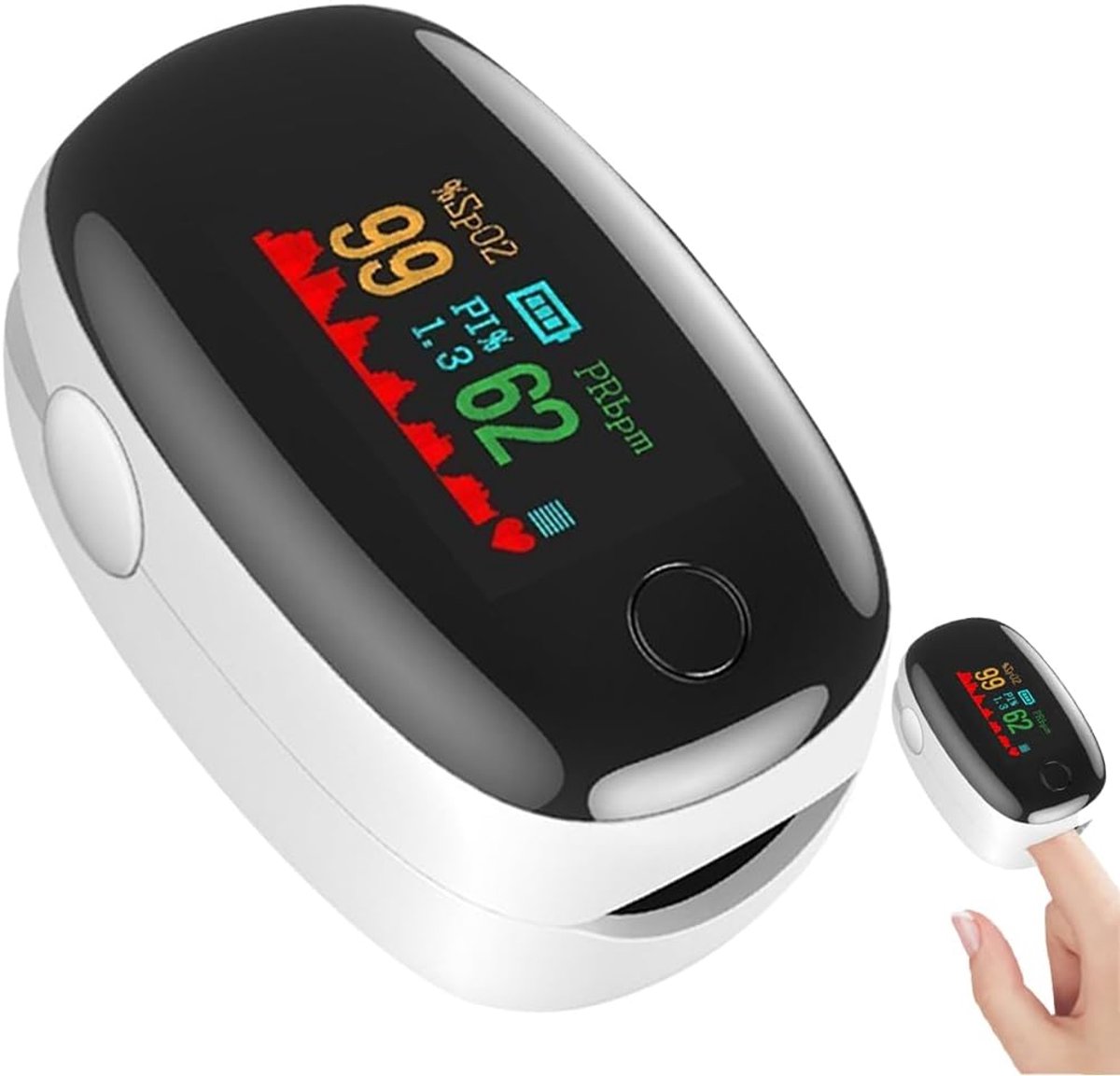 1 stuk pulsoximeter, vinger oximeter, bloedzuurstofverzadiging meetapparaat, hoge precisie digitale pulsoximeter, digitale hartslagmeter (wit)