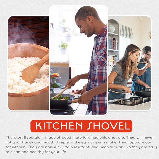 Lange Houten Spatel 11 Inch Ergonomisch Keukengerei Lange Handvat Voor Koken En Eenvoudige Bereiding — afbeelding 2