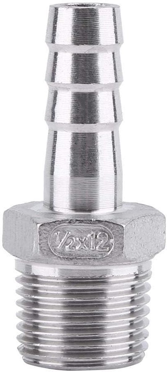 1 x aansluitkabel voor slang, baardslang, adapter, sleutelhanger, uit roestvrij staal, SS304, 1/8 inch ~ 3/4 inch (1/2 x 12 mm)