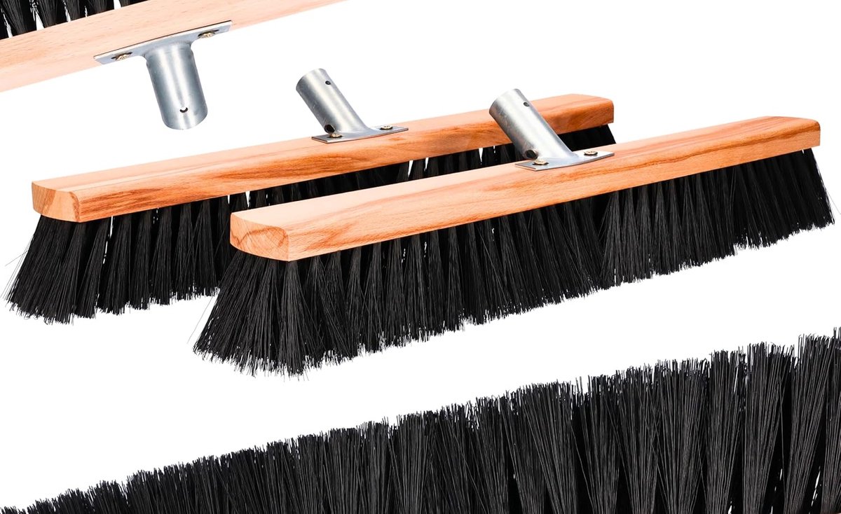 Set van 2 Buitenbezems 50 Cm Straatbezem Parlour Borstel, Stofbezem, Huishoudelijke, Industriële Bezem Hand-Held Houten Bezem Hal, Tuinbezem Hand, Binnenbezem Voor Straten En Bestratingen
