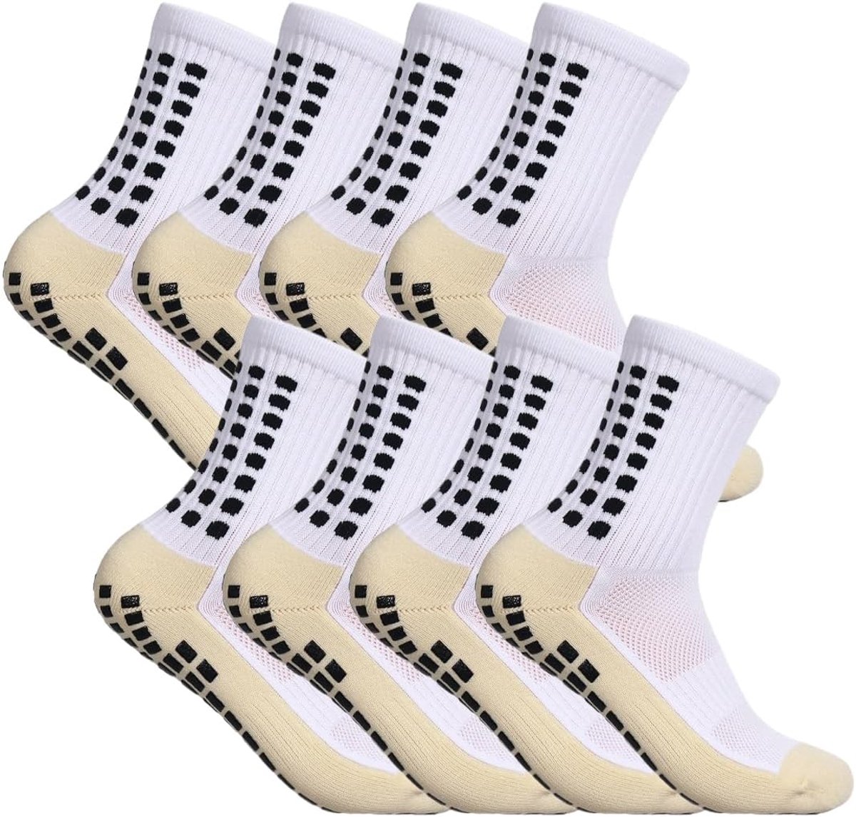 Sokken voor dames en heren, 37-45, antislip, voetbal, anti-blaren, dik katoen, sportsokken voor heren en dames, ademende grip, voetbalsokken voor fietsen, trekking, wit