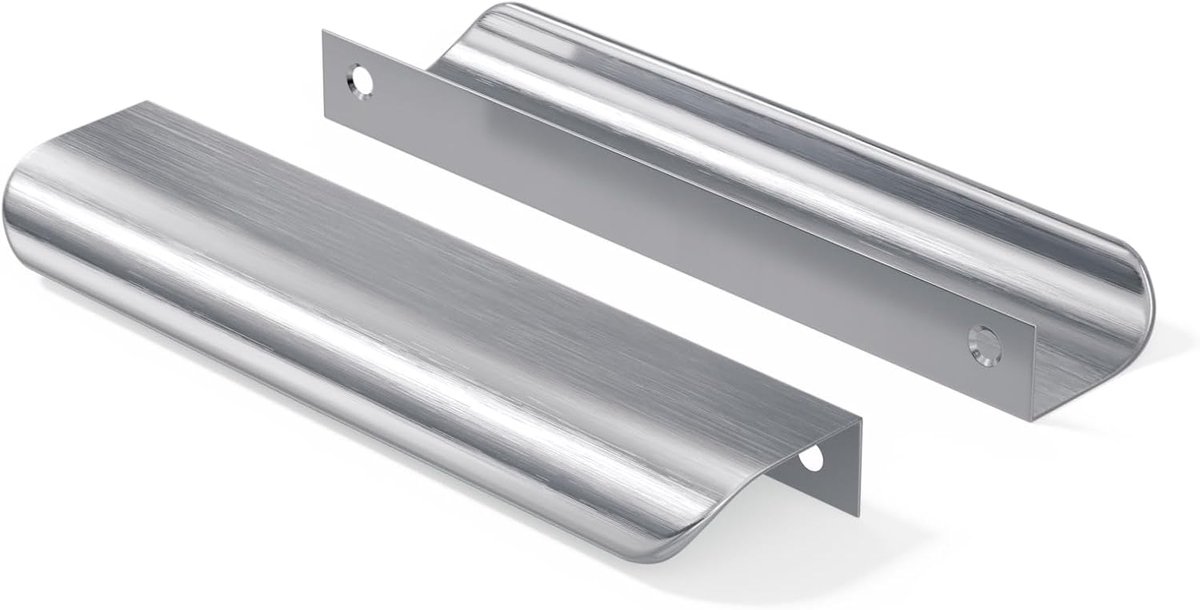 10 stuks 128 mm geborsteld deurgreep profielgreep keukengrepen, goudwarm aluminium gebogen ladegreep verborgen meubelgrepen kastgrepen Gebürstet Lochabstand: 128mm