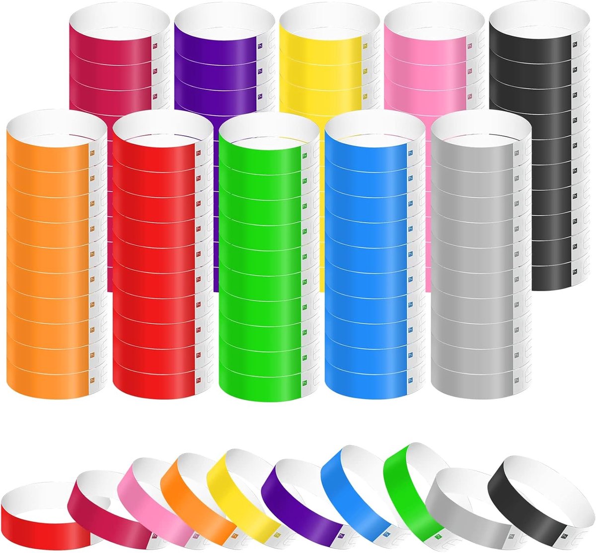 1100 Stuks Neon-Polsbandjes, Waterdichte Papieren Armbanden Polsbandjes voor Evenementen Kleurrijke Pols-Partybandjes Armbanden voor Evenementen Muziekfestivals Tentoonstellingen (10 Kleuren)