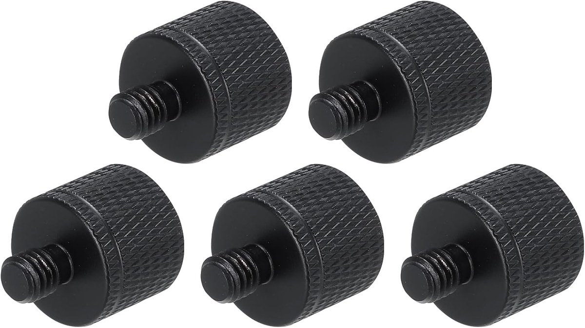 Adapter voor microfoonstandaard, 5 stuks, 1/4 vrouwelijk naar M6 mannelijk, aluminiumlegering, voor microfoonstatief, zwart