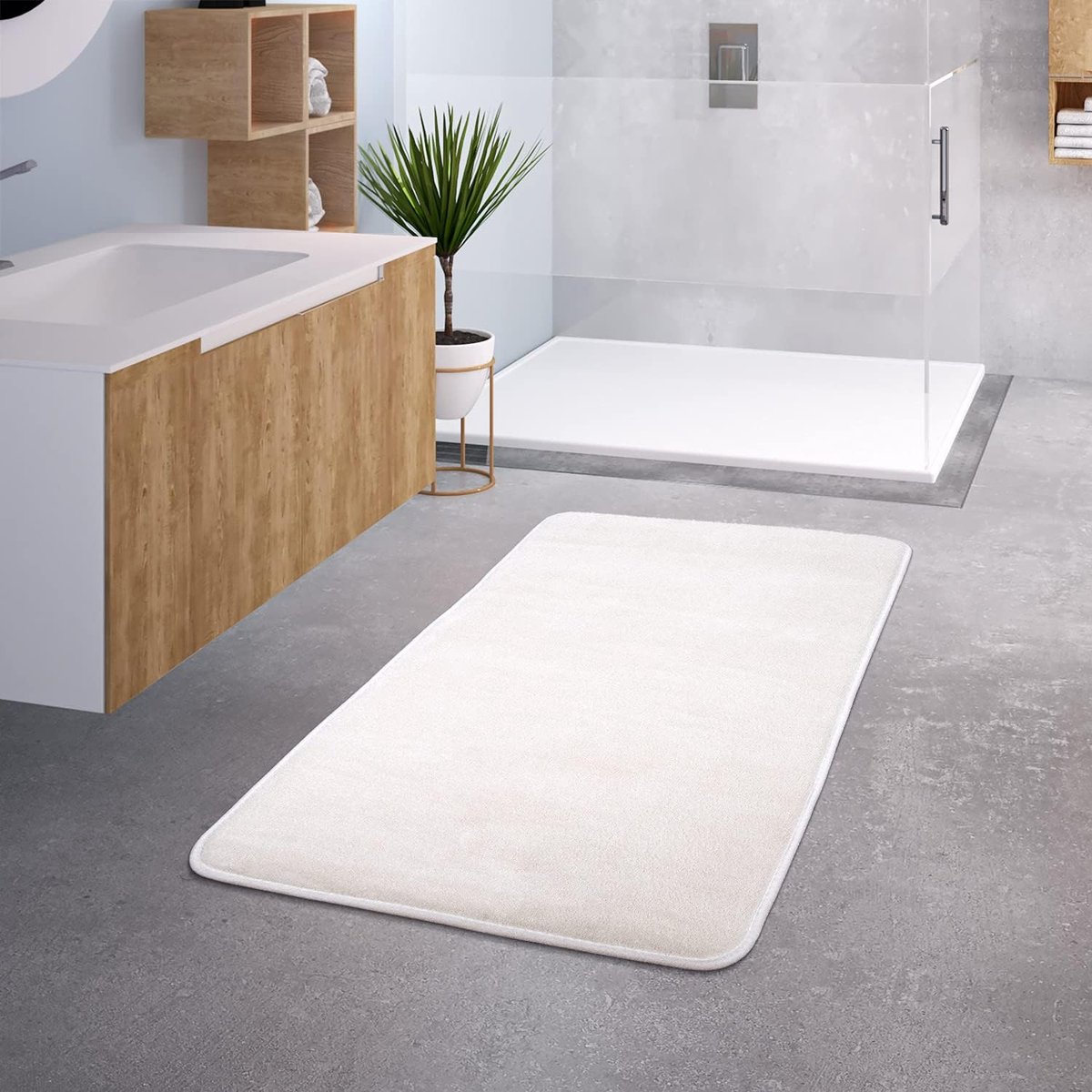 Home Badkamer Tapijt Badmat Soft Steenoptiek Antislip Wasbaar, Kleur:Crème 3, Maat:50x80 cm