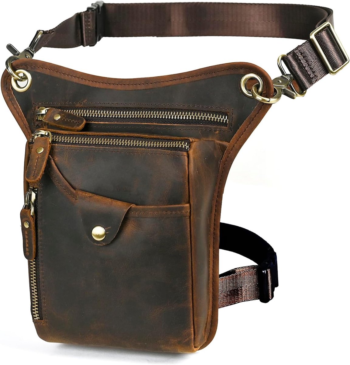 canvas + leer motorfiets paardrijtas beenzak beentas buitenbeenzak heuptasje drop been tas FB211-6