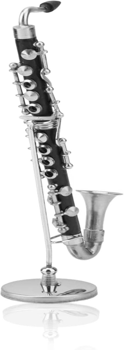 Bass Collectibles Houten Basstandaard 13cm Miniatuur Basklarinet Model Kleine Bas Muziekinstrument Ornament