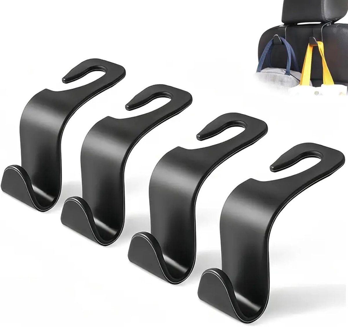 4 stuks auto-opberghaken, kunststof haken, achterbank, hoofdsteunhaken, opberghaken voor verschillende modellen, winkelen, reizen, auto-accessoires